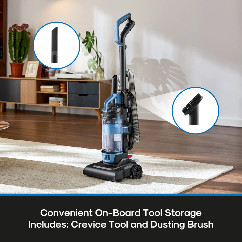 Lightweight Bagless Upright Vacuum Cleaner with Brush and Crevice Tool