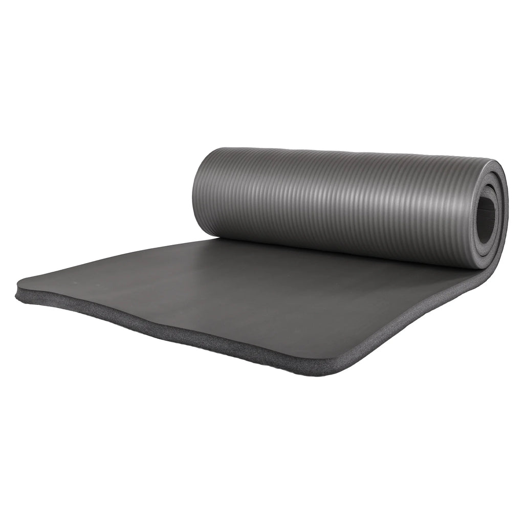 Complete 7-Piece Yoga Set with 71” X 24” X 1” Extra Thick Mat, Gray