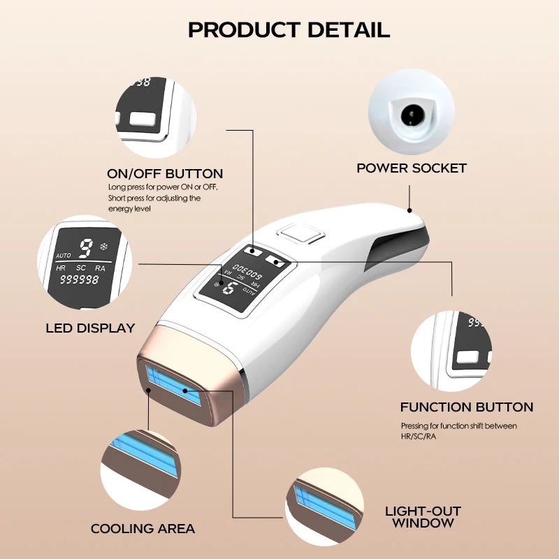 4In1 Laser Hair Removal IPL Epilator Cooling LCD Acne Treatment Rejuvenation Device for Home Bikini Trimmer Device