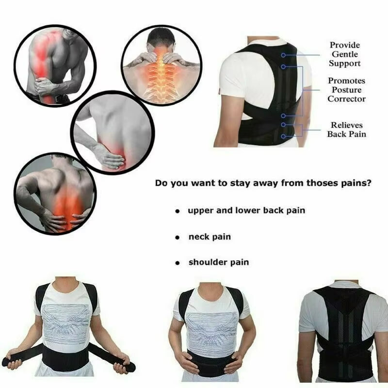 Back Posture Corrector Shoulder Support Belt Upper and Lower Back Pain Relief Improve Spine Clavicle Brace Posture Vest Belt