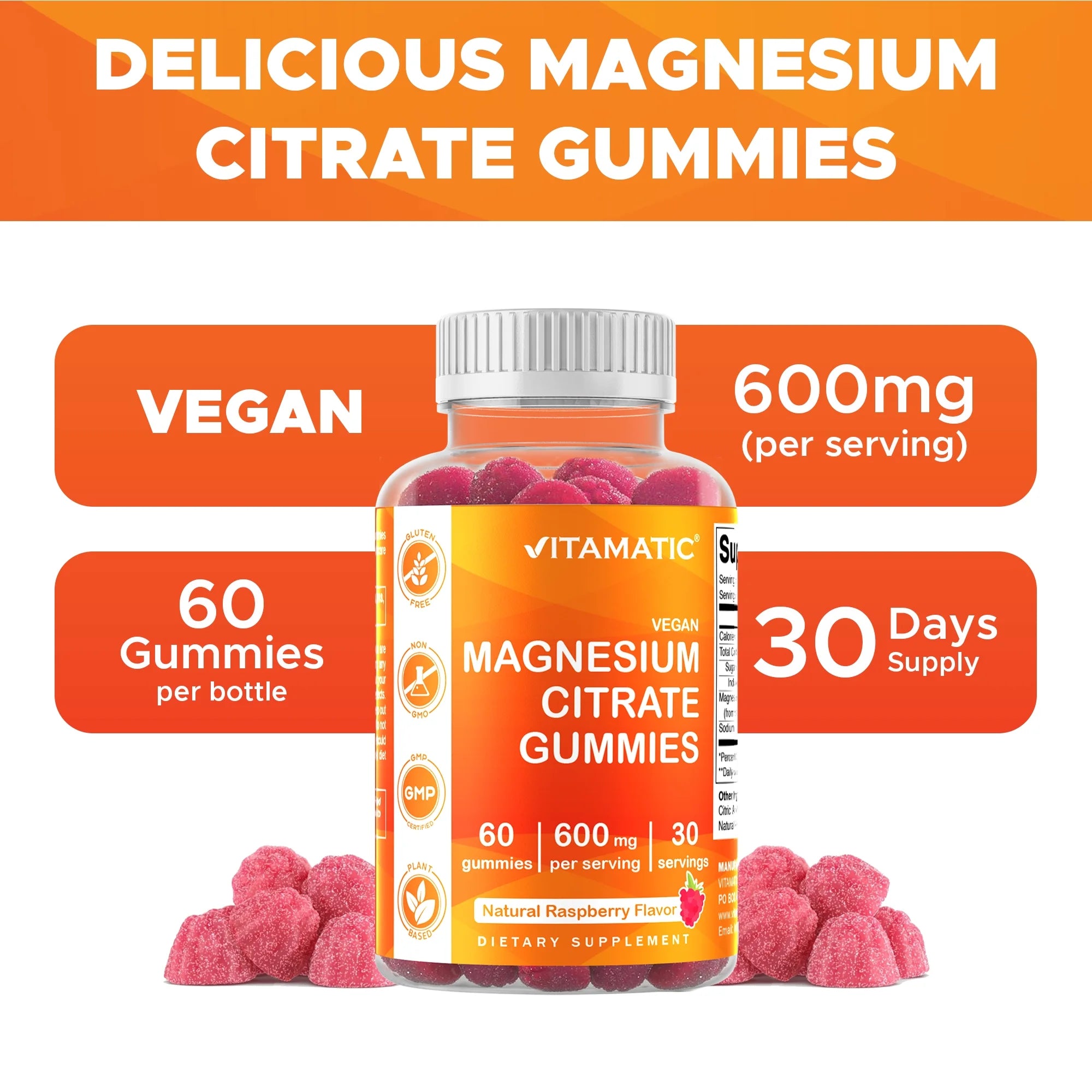 3 Pack -  Magnesium Gummies 600Mg per Serving - 60 Vegan Gummies - Promotes Healthy Relaxation, Muscle, Bone, & Energy Support