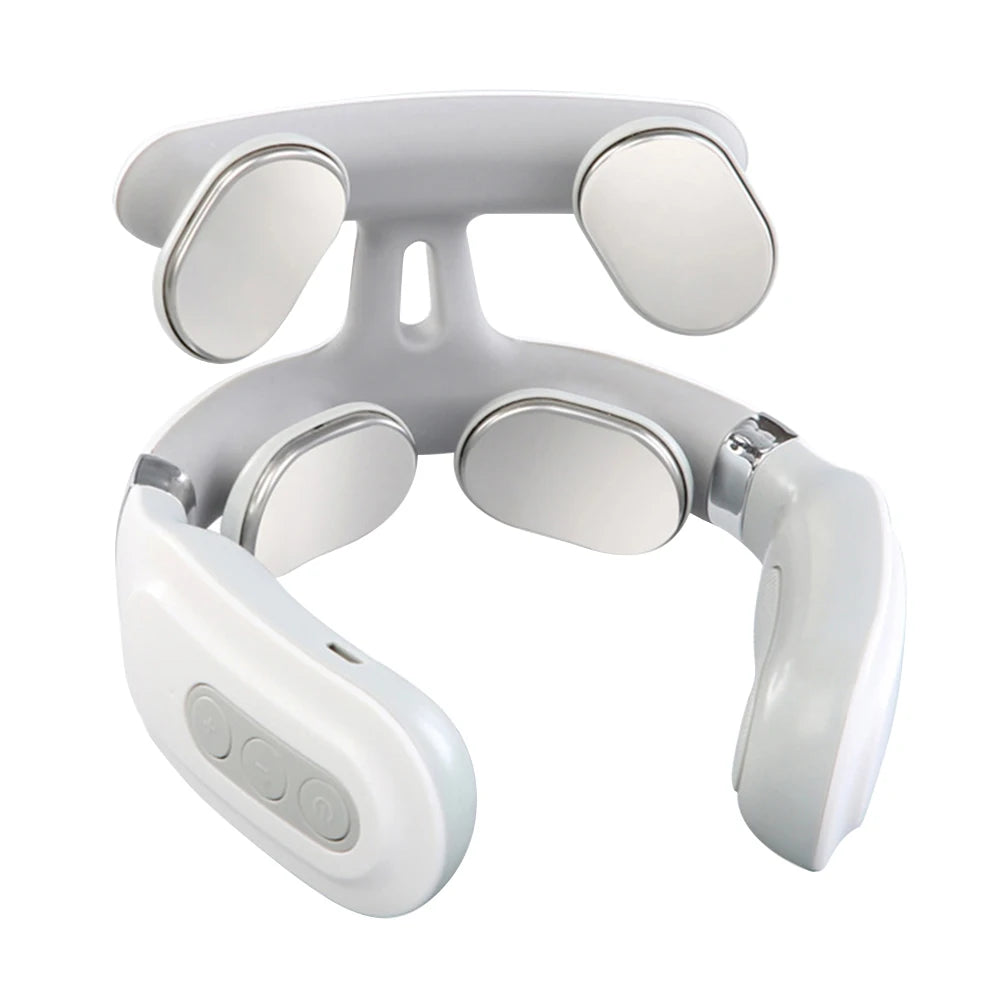 Portable Intelligent Pulse Massagers USB Rechargeable 4-Head Neck Massager Adjustment Heating Pressing Cervical Spine Massager