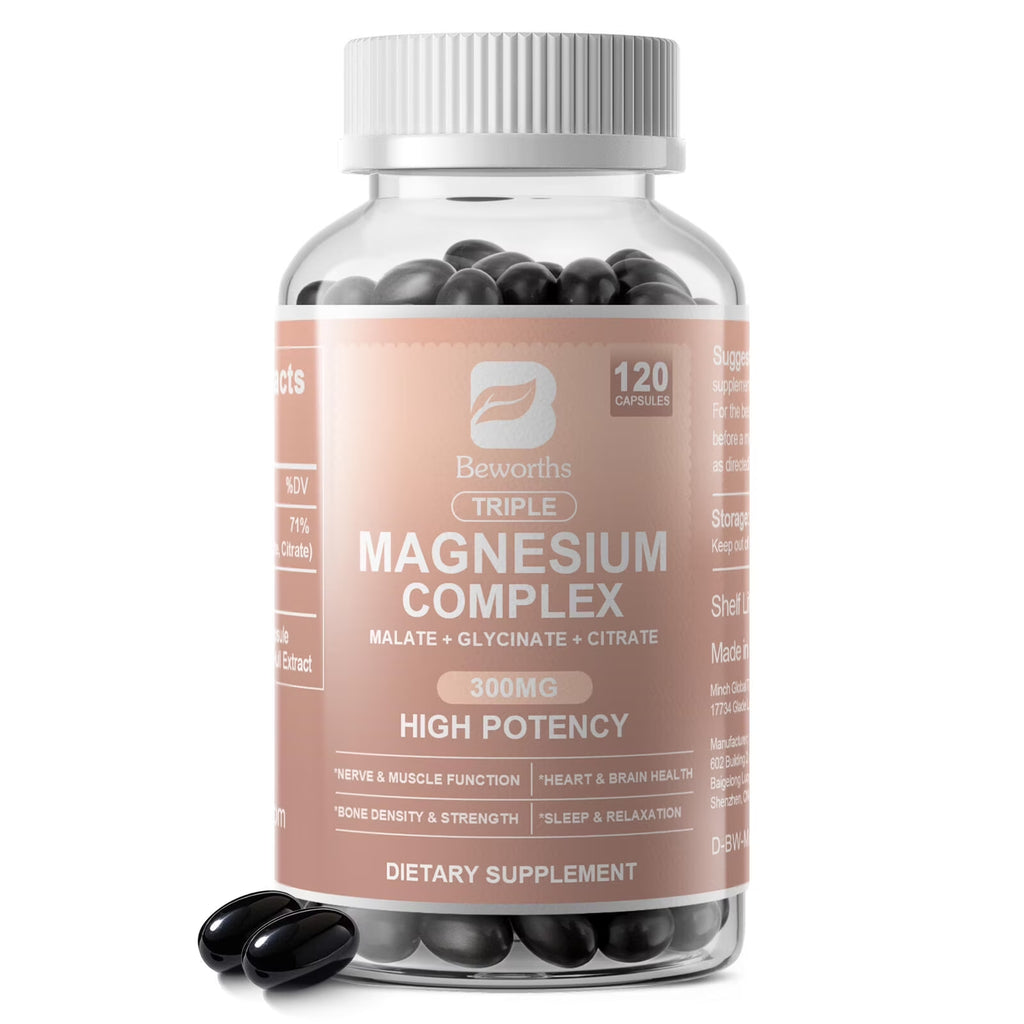Triple Magnesium Complex 500Mg - Support for Muscle, Sleep & Mood - 120 Capsules