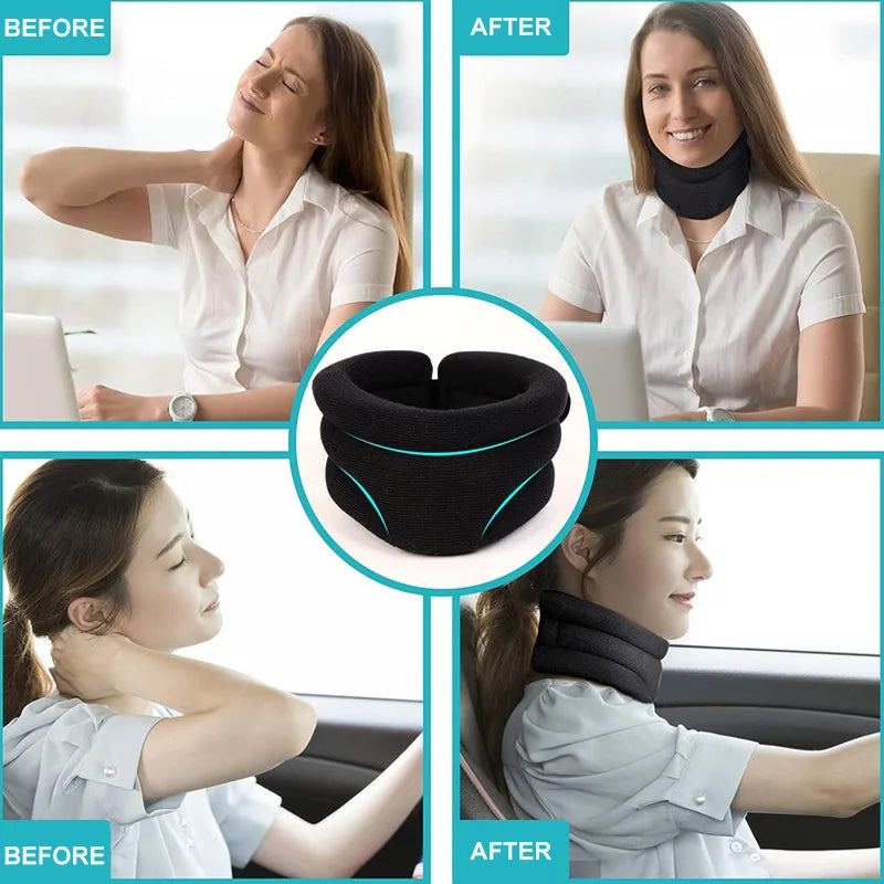 Neck Support Cervical Brace Cervicorrect Adjustable Foam Cervical Collar for Relieve Cervical Pain Airplane Travel Nap Health