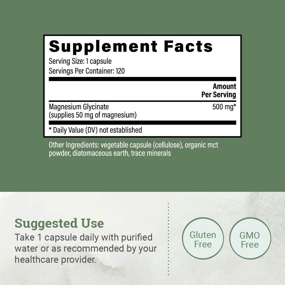 Pure Magnesium Glycinate 500Mg - Chelated Magnesium Supplement, High Absorption
