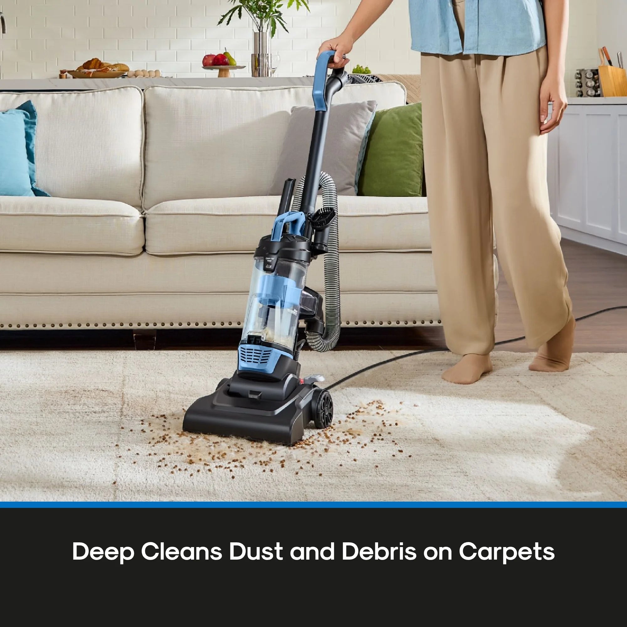 Lightweight Bagless Upright Vacuum Cleaner with Brush and Crevice Tool