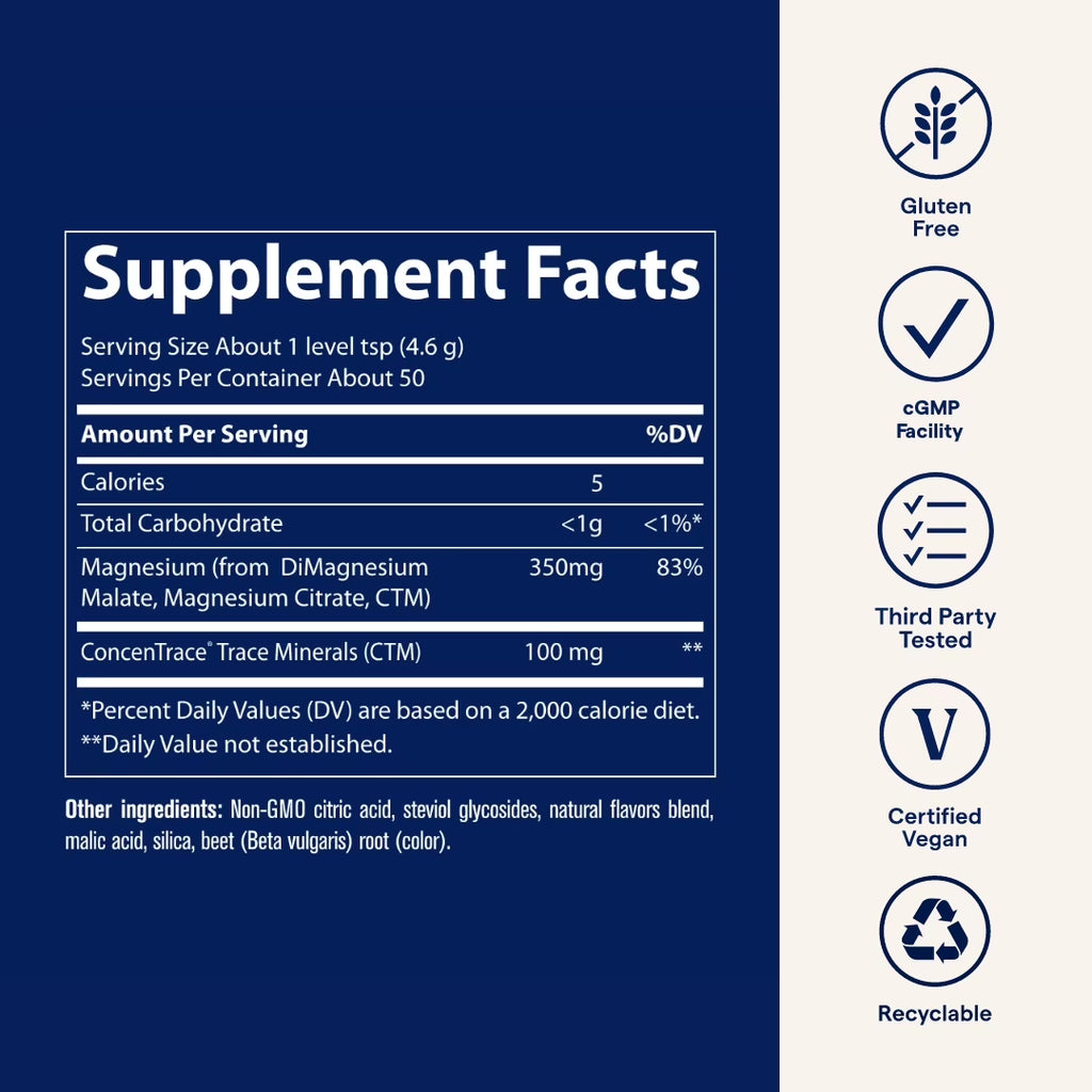 Minerals Stress-X Magnesium - Magnesium Drink Mix for Stress Support - Muscle & Sleep Support Formula - Highly-Absorbable Powder - Raspberry Lemon - 8.1 Oz (50 Servings)