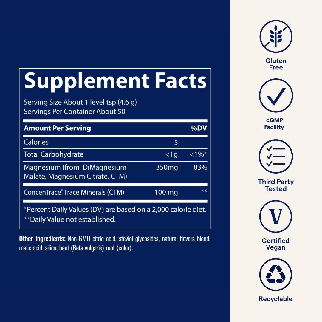 Minerals Stress-X Magnesium - Magnesium Drink Mix for Stress Support - Muscle & Sleep Support Formula - Highly-Absorbable Powder - Raspberry Lemon - 8.1 Oz (50 Servings)