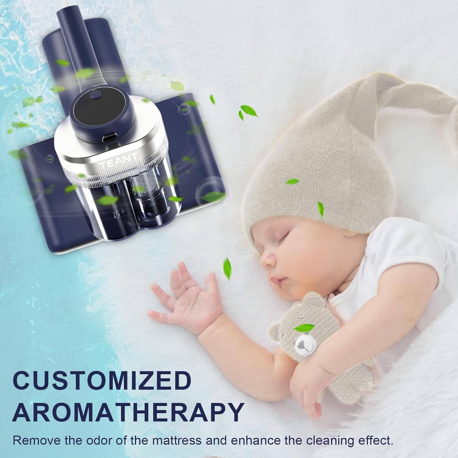 Mattress Vacuum Bed Vacuum Cleaner with 253.7Nm UV-C Light, Hyper Helix Motor with 16Kpa Strong Suction & 33000 Rpm/Min Tapping, HEPA Filter, 149℉ Heat & Ultrasonic & Anion for Bed and Pet.