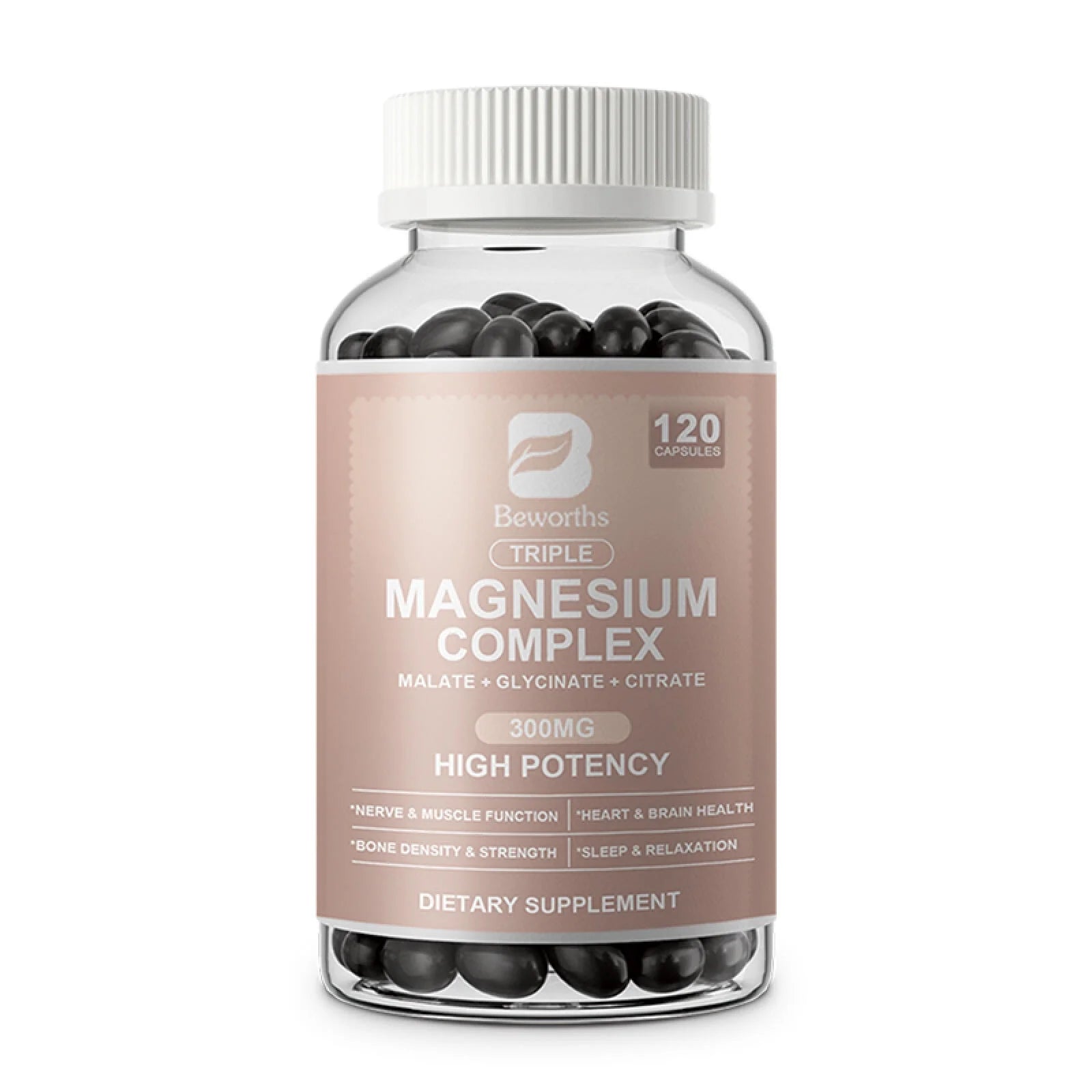 Triple Magnesium Complex 500Mg - Support for Muscle, Sleep & Mood - 120 Capsules