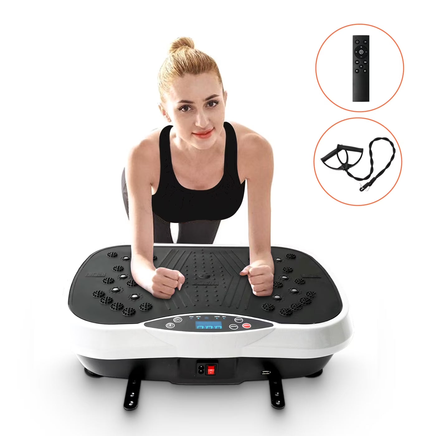 Vibration Plate Exercise Machine, Waver Vibration Plate for Home Fitness, Full Body Workout Platform with Loop Bands & Remote Control for Weight Loss, White