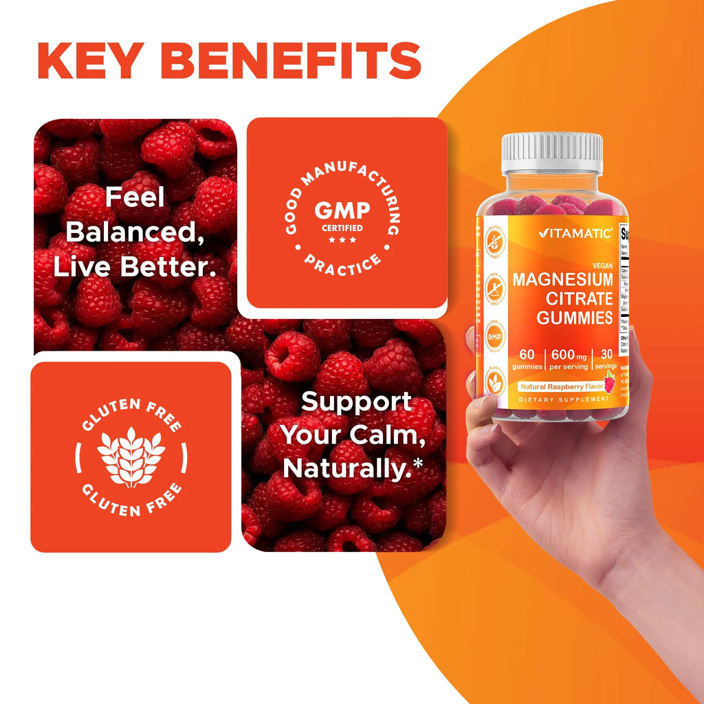 3 Pack -  Magnesium Gummies 600Mg per Serving - 60 Vegan Gummies - Promotes Healthy Relaxation, Muscle, Bone, & Energy Support
