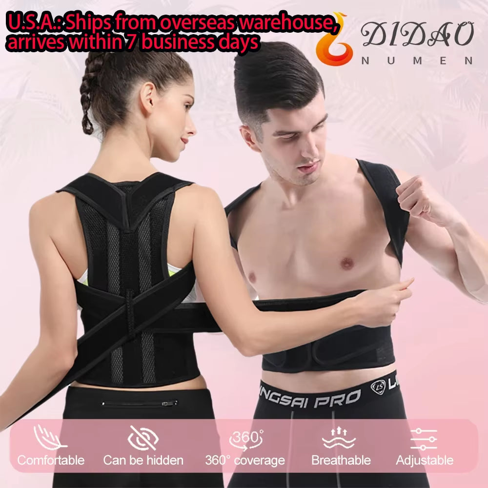 Back Posture Corrector Shoulder Support Belt Upper and Lower Back Pain Relief Improve Spine Clavicle Brace Posture Vest Belt