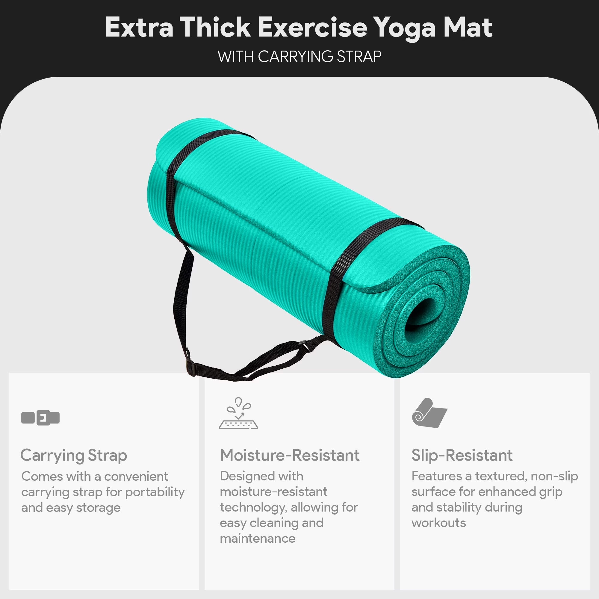 Gocloud 71X24 Inches Extra Thick Yoga Mat 1-Inch High-Density Foam, Green