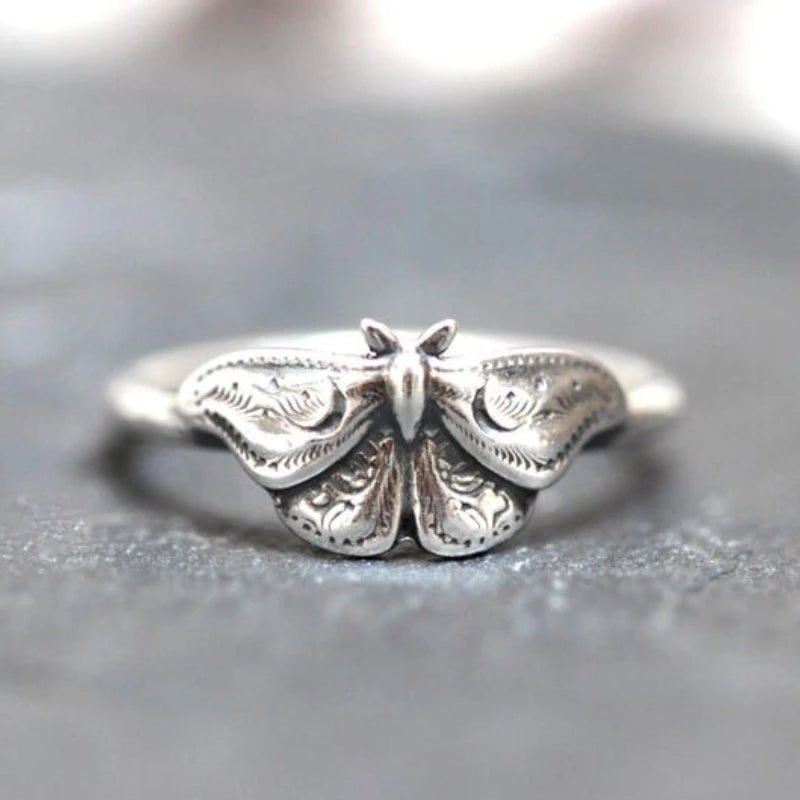 Celestial Moth Ring Celestial Jewelry Moon Moth Ring Witch Ring Witch Jewelry Silver Color Moth Jewelry Mystic Moth Ring