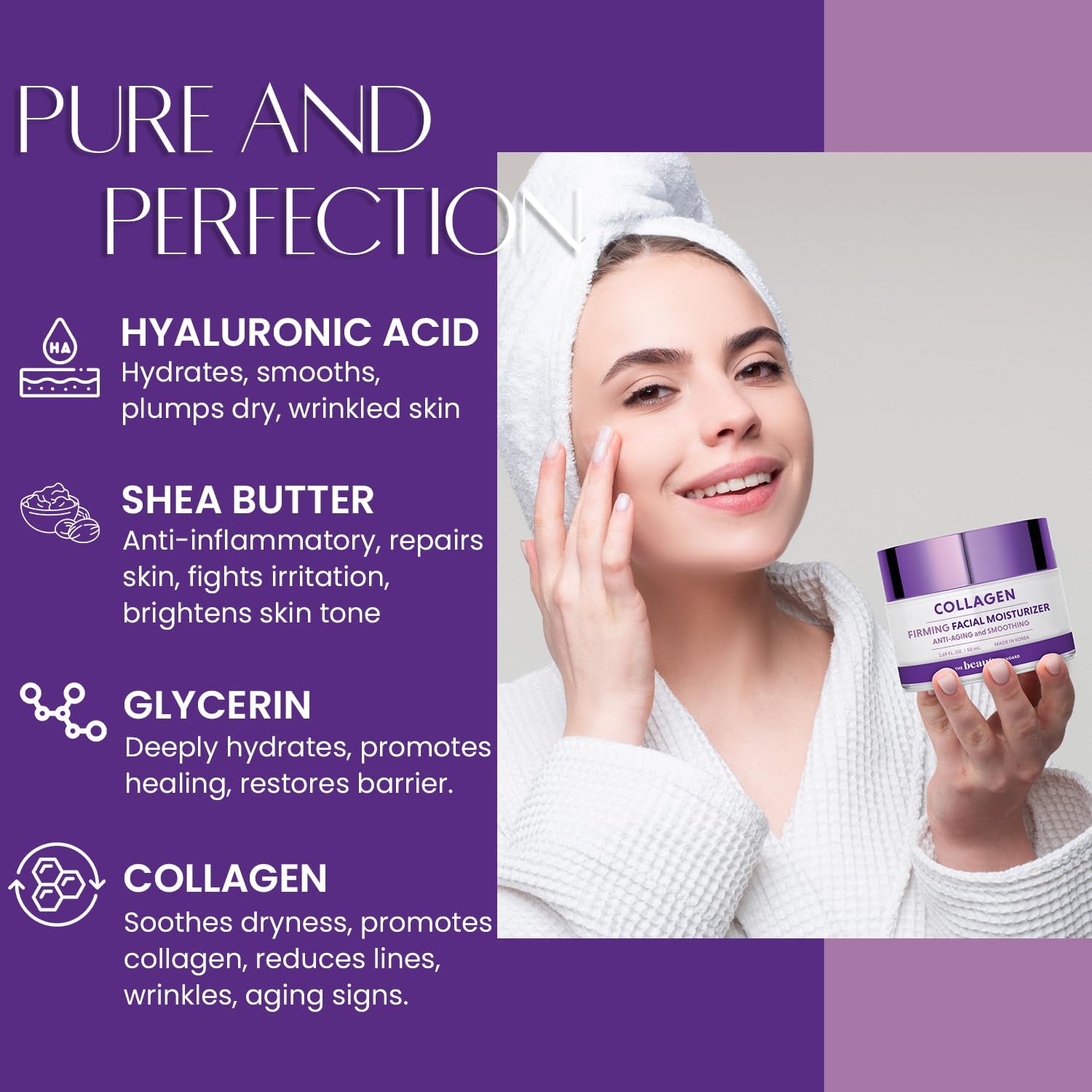 Collagen Daily Face Moisturizer - Anti-Aging, Skin Firming, Hydrating - Dermatologist Tested, Clean Beauty, Cruelty-Free Korean Skin Care for All Skin Types - 1.69 Fl. Oz (2 Pack)