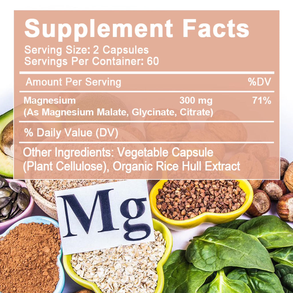 Triple Magnesium Complex 500Mg - Support for Muscle, Sleep & Mood - 120 Capsules