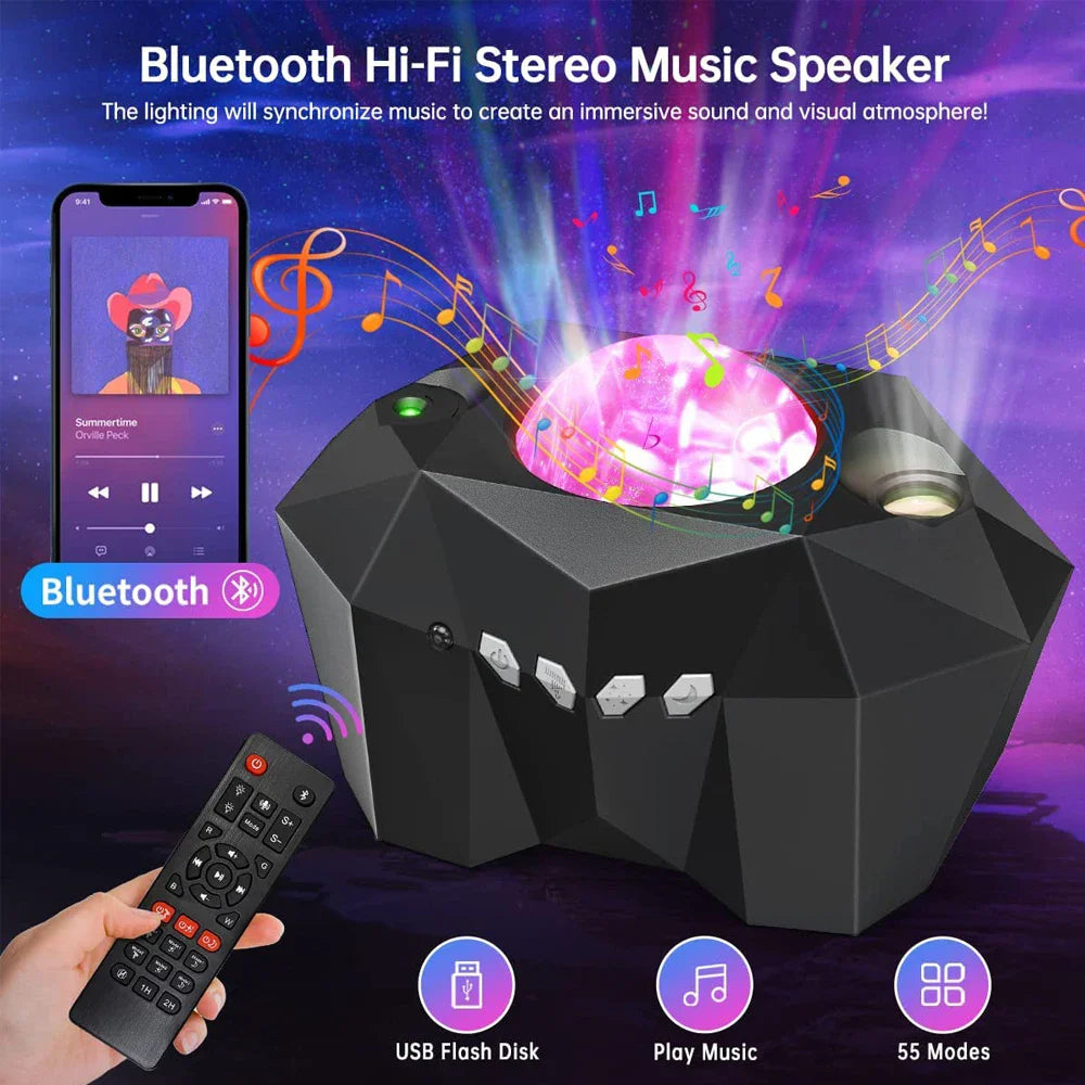 NEW Aurora Projectors Galaxy Star Projector Northern Light Starry Sky Moon Lamp for Bedroom Decor Bluetooth Music Nightlights