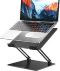 LS10 Laptop Stand for Desk, Ergonomic Adjustable Notebook Tablet Stand, Foldable Laptop Riser, Portable Desktop Book Stands, Computer Holder Compatible with 10-14" Laptops, Black