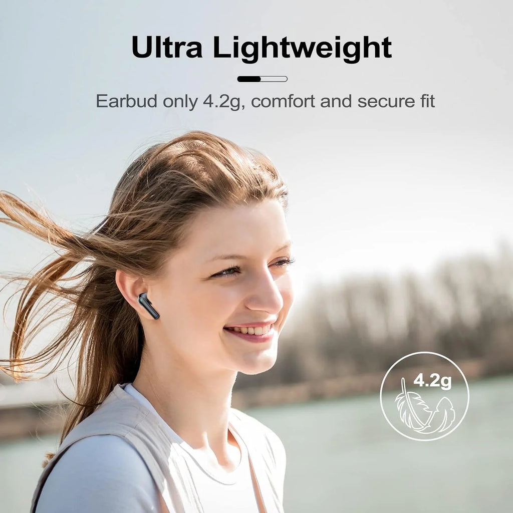 Wireless Ear Buds 48H Playtime Bluetooth Ear Buds Stereo Bluetooth Headphones LED Display IPX7 Waterproof In-Ear Earphones with Mic for TV Smart Phone Laptop Computer Sports