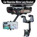 Adjustable Car Rearview Mirror Phone Holder 360° Retractable Cell Phone Holder Clip Phone GPS Support Mobile Phone Mount Stand