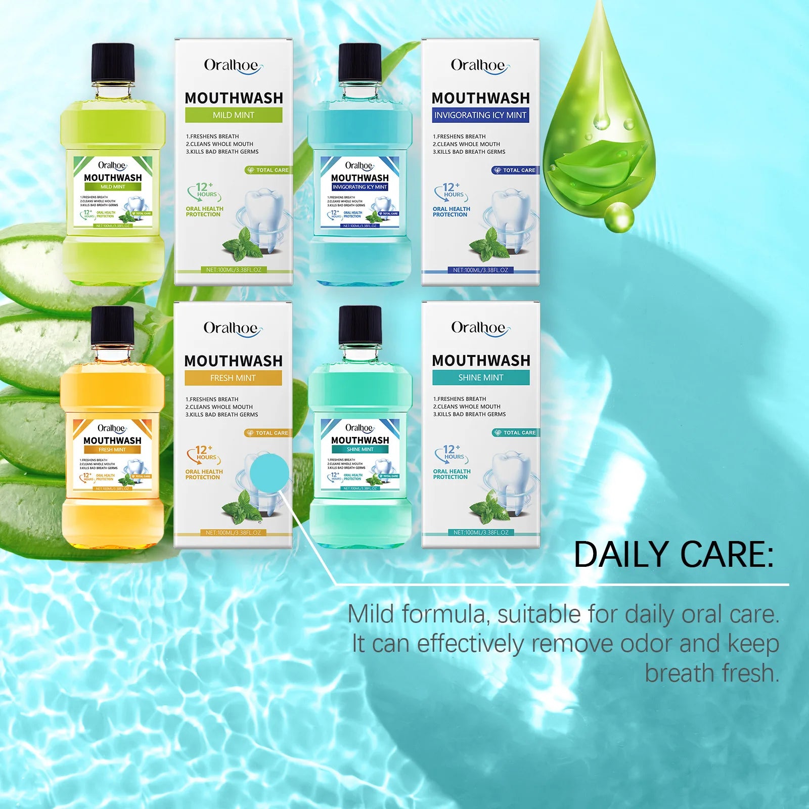Fresh Breath Mouthwash Remove Odor Lasting Refreshing Oral Hygiene Cleaning Teeth Stains Whitening Strengthen Gingival Mouthwash
