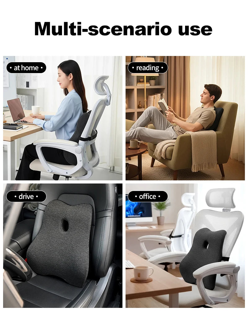 Office Waist Pillow Ergonomic Lumbar Support Memory Cotton 4D Curved Waist Pad Car Waist Rest Office Waist Pillow Ergonomic Lumb