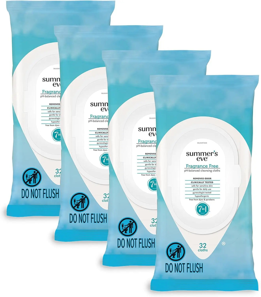 Fragrance-Free Feminine Wipes with Ph-Balanced Micellar Water, Gynecologist Tested, 32 Wipes per Pack