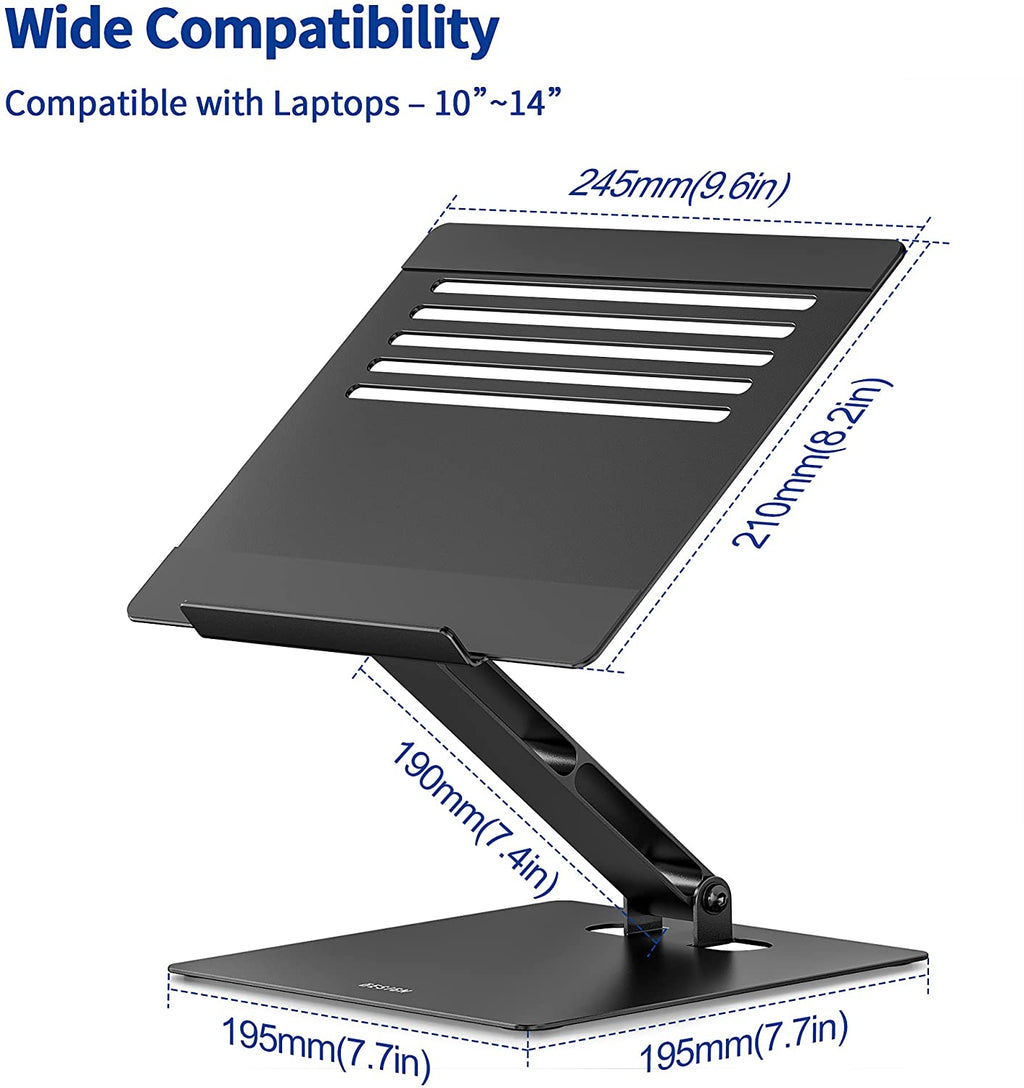 LSX5 Aluminum Computer Stand, Ergonomic Adjustable Notebook Riser Holder Compatible with Air, Pro, Dell, HP, Lenovo More 10-14" Laptops (Black)