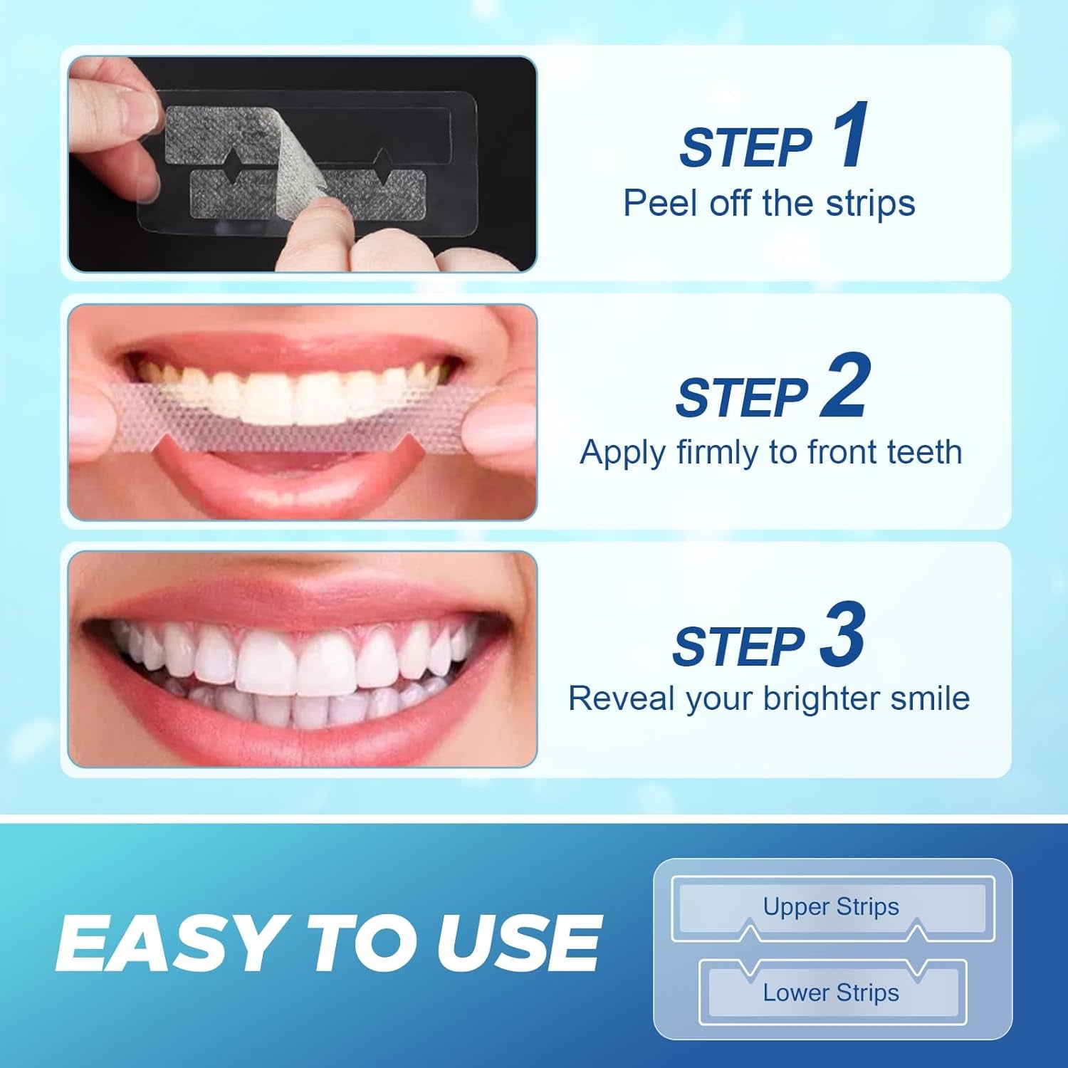 Teeth Whitening Strip 14 Treatments - Whitening Strips for Sensitive People, Fast Remove Smoking, Coffee, Wine Stains, Teeth Brightening Kit Pack of 28 Non-Slip Strips