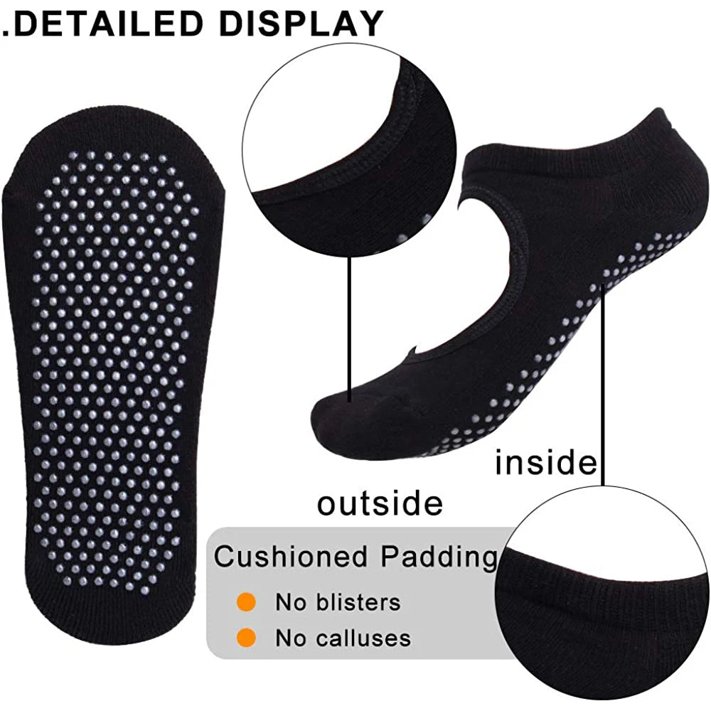 Backless Non-Slip Fitness Pilates Socks Cotton Women Sport Yoga Socks Ballet Dance Slippers Barefoot Sock Workout for Gym