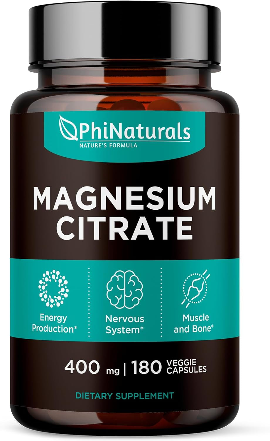 Magnesium Citrate Powder Capsules 400Mg - 180 Count Veg Caps - Supplements - Ne