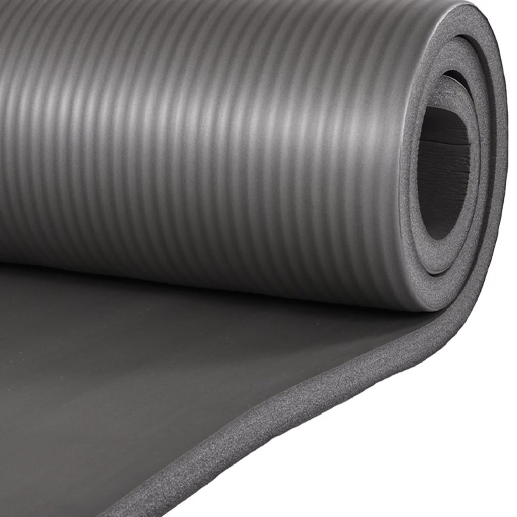 Complete 7-Piece Yoga Set with 71” X 24” X 1” Extra Thick Mat, Gray