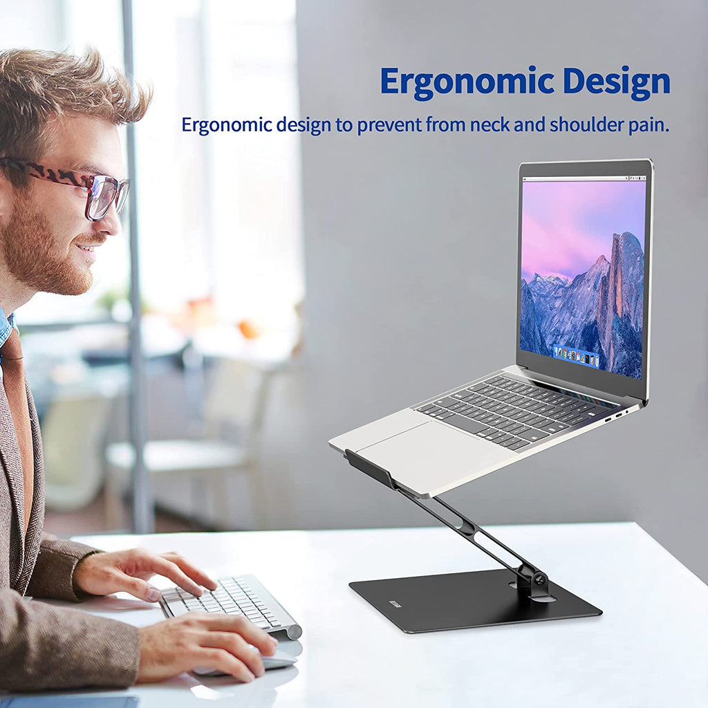 LSX5 Aluminum Computer Stand, Ergonomic Adjustable Notebook Riser Holder Compatible with Air, Pro, Dell, HP, Lenovo More 10-14" Laptops (Black)